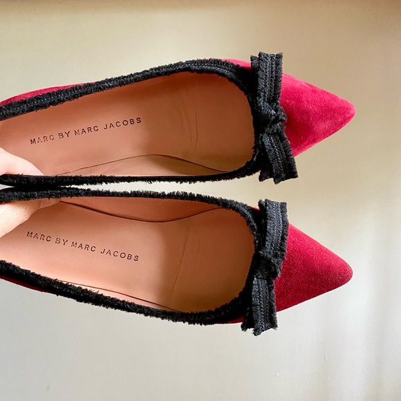 Marc By Marc Jacobs Red Suede Ribbon Flats - Picture 9 of 12
